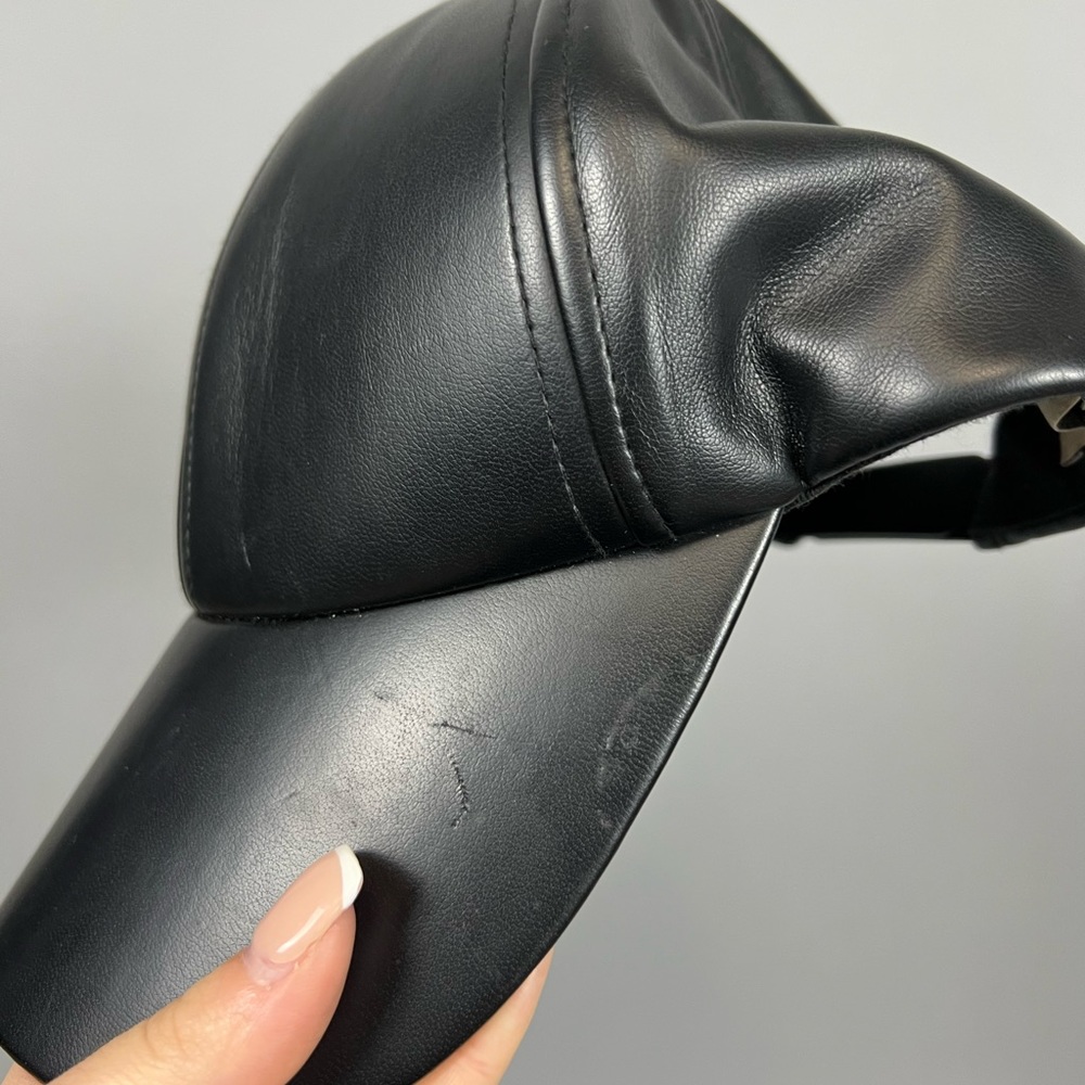 Aritzia Black Faux Leather Baseball Cap - Picture 3 of 7